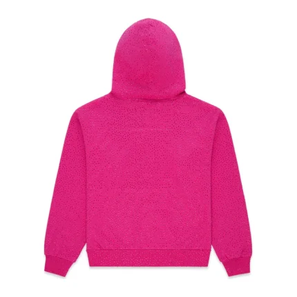 Sp5der Rhinestone Logo Hoodie Pink