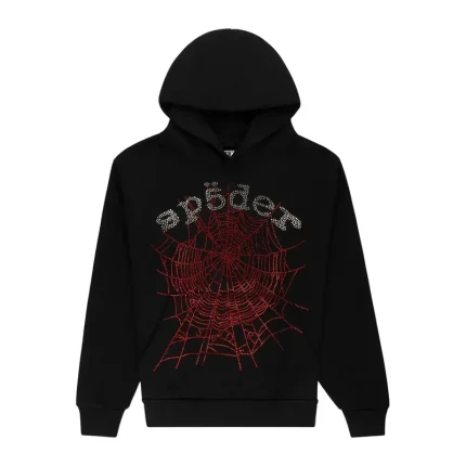 Sp5der Rhinestone Og Web V2 Hoodie Black